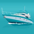 Nice blue motor boat on sea. Royalty Free Stock Photo